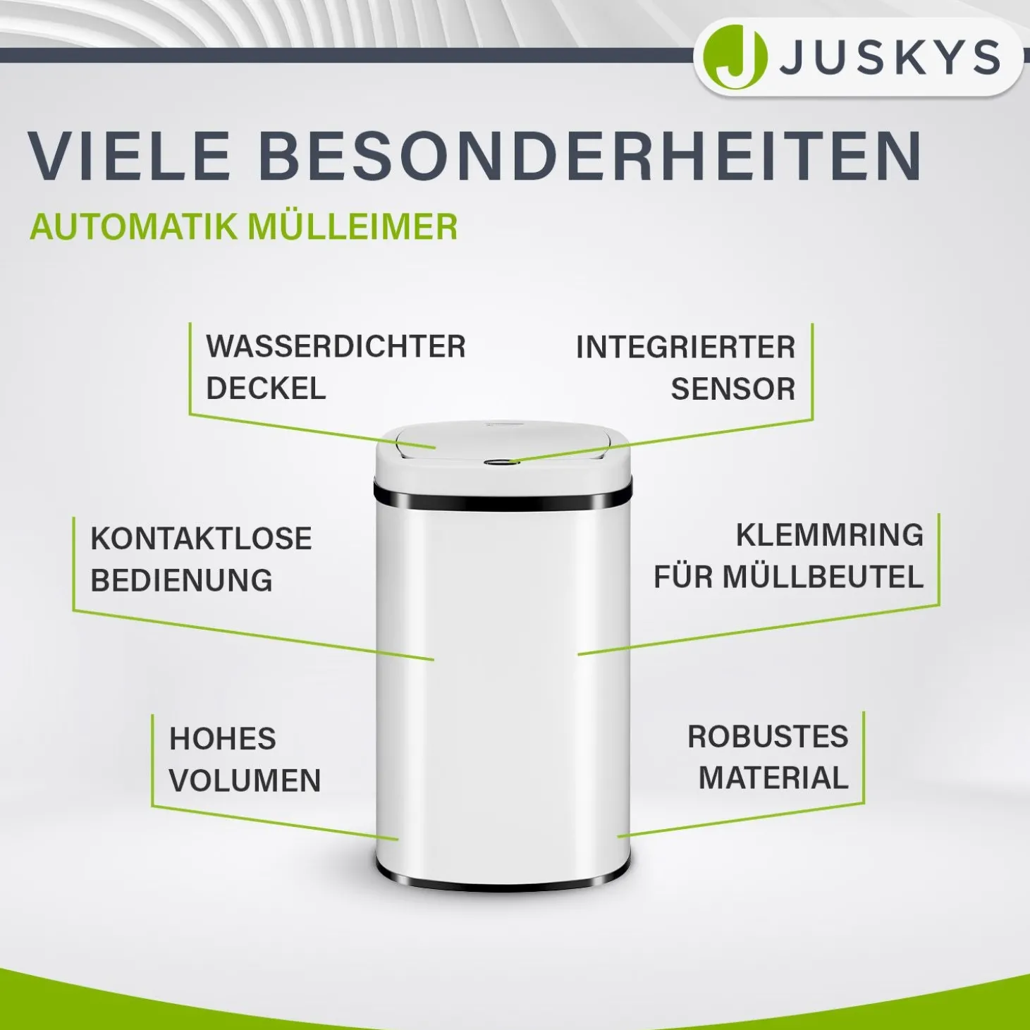 Rechteckiger Mülleimer mit Sensor Automatischer Abfalleimer für kontaktloses Entsorgen von Müll