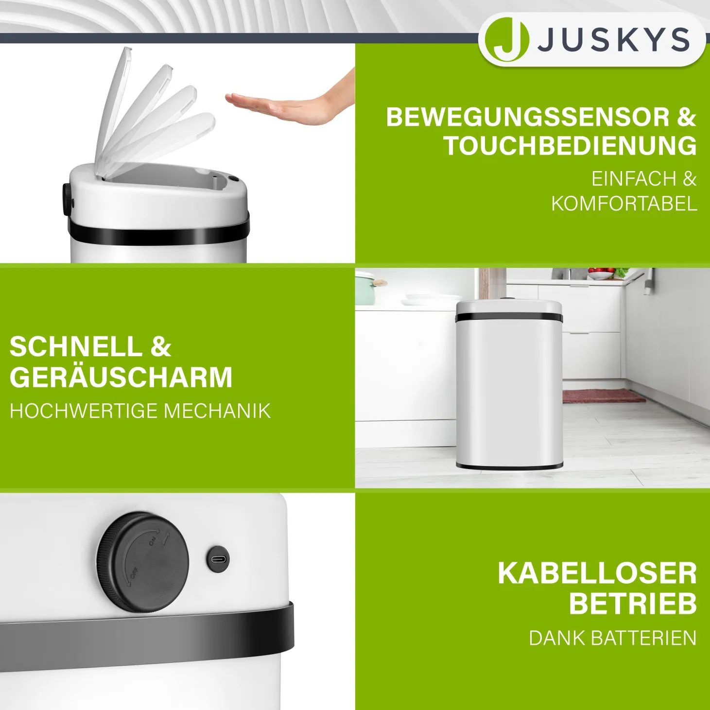 Rechteckiger Mülleimer mit Sensor Automatischer Abfalleimer für kontaktloses Entsorgen von Müll