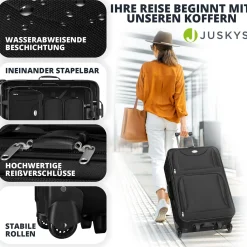 Reise Trolley Kofferset Athen 5-teiliges Set mit 2 Trolleys, Umhänge- und 2 Kosmetiktaschen