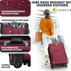 Reise Trolley Kofferset Athen 5-teiliges Set mit 2 Trolleys, Umhänge- und 2 Kosmetiktaschen