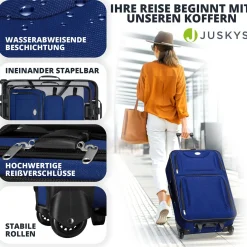 Reise Trolley Kofferset Athen 5-teiliges Set mit 2 Trolleys, Umhänge- und 2 Kosmetiktaschen