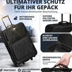 Reise Trolley Kofferset Athen 5-teiliges Set mit 2 Trolleys, Umhänge- und 2 Kosmetiktaschen