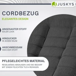 Relaxsessel Korsika mit Cord 360° drehbar, ergonomisch und mit 5-lagiger Polsterung