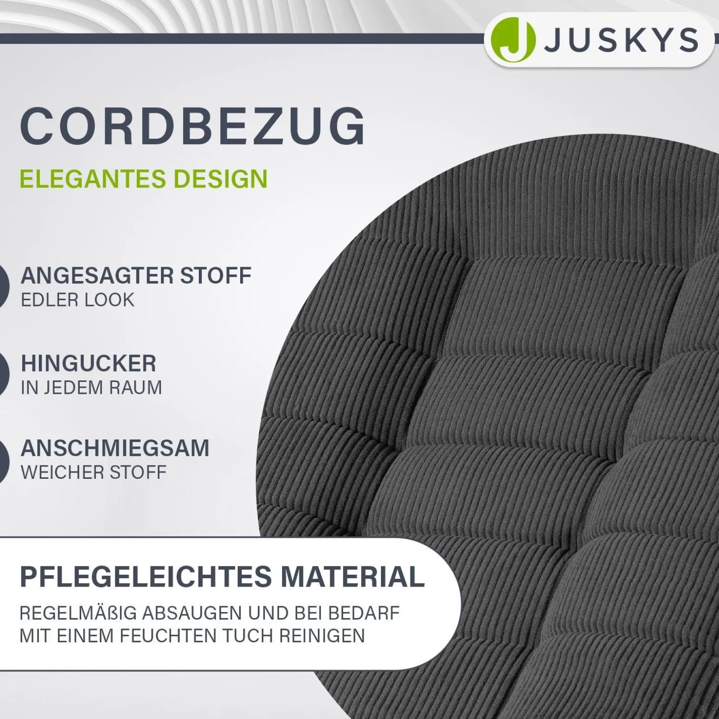 Relaxsessel Korsika mit Cord 360° drehbar, ergonomisch und mit 5-lagiger Polsterung