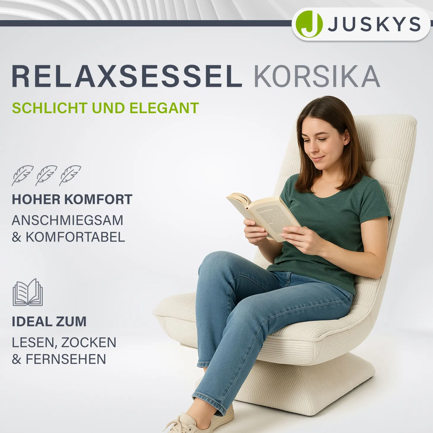 Relaxsessel Korsika mit Cord 360° drehbar, ergonomisch und mit 5-lagiger Polsterung