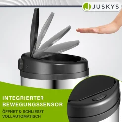 Runder Mülleimer mit Sensor Automatischer Abfalleimer für kontaktloses Entsorgen von Müll