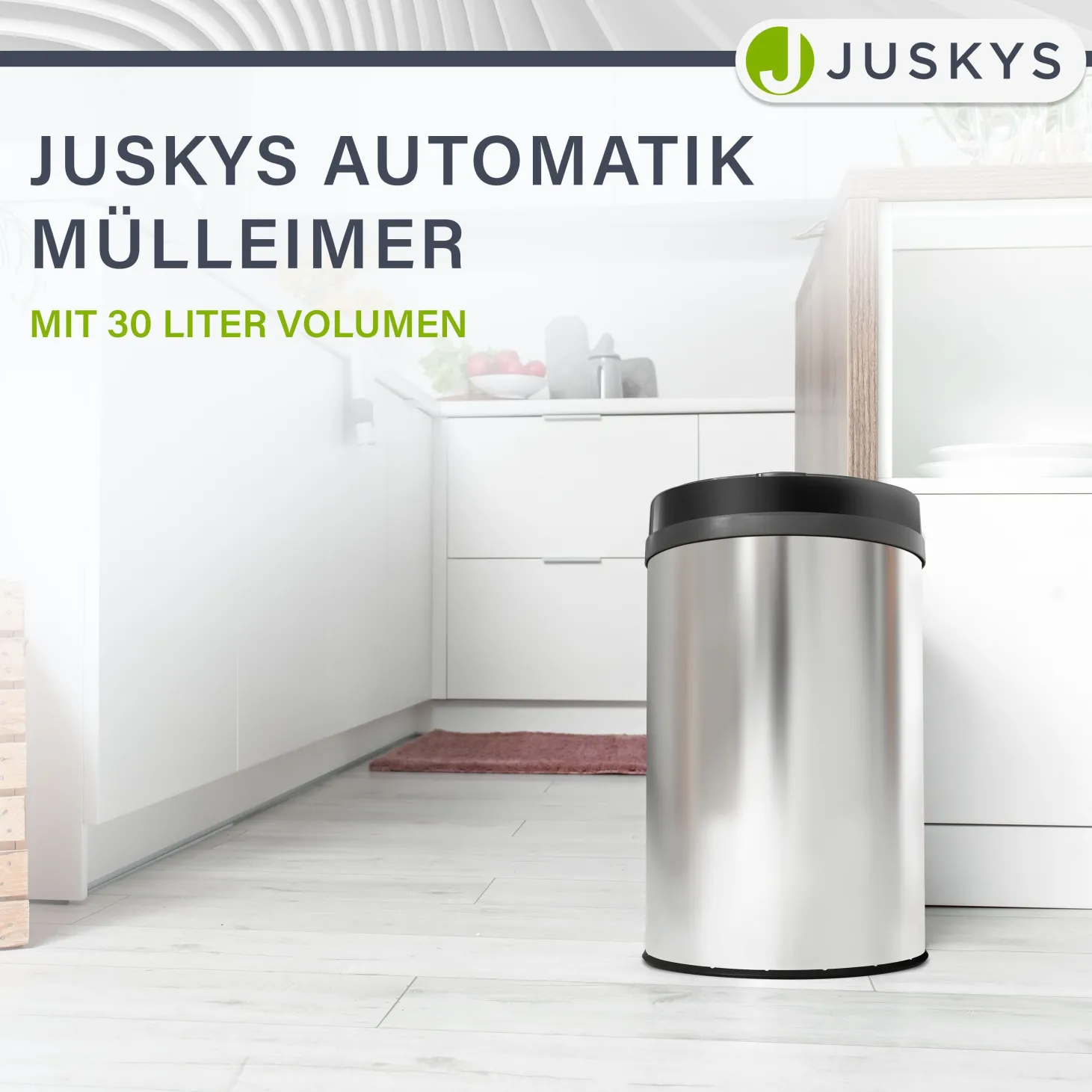 Runder Mülleimer mit Sensor Automatischer Abfalleimer für kontaktloses Entsorgen von Müll