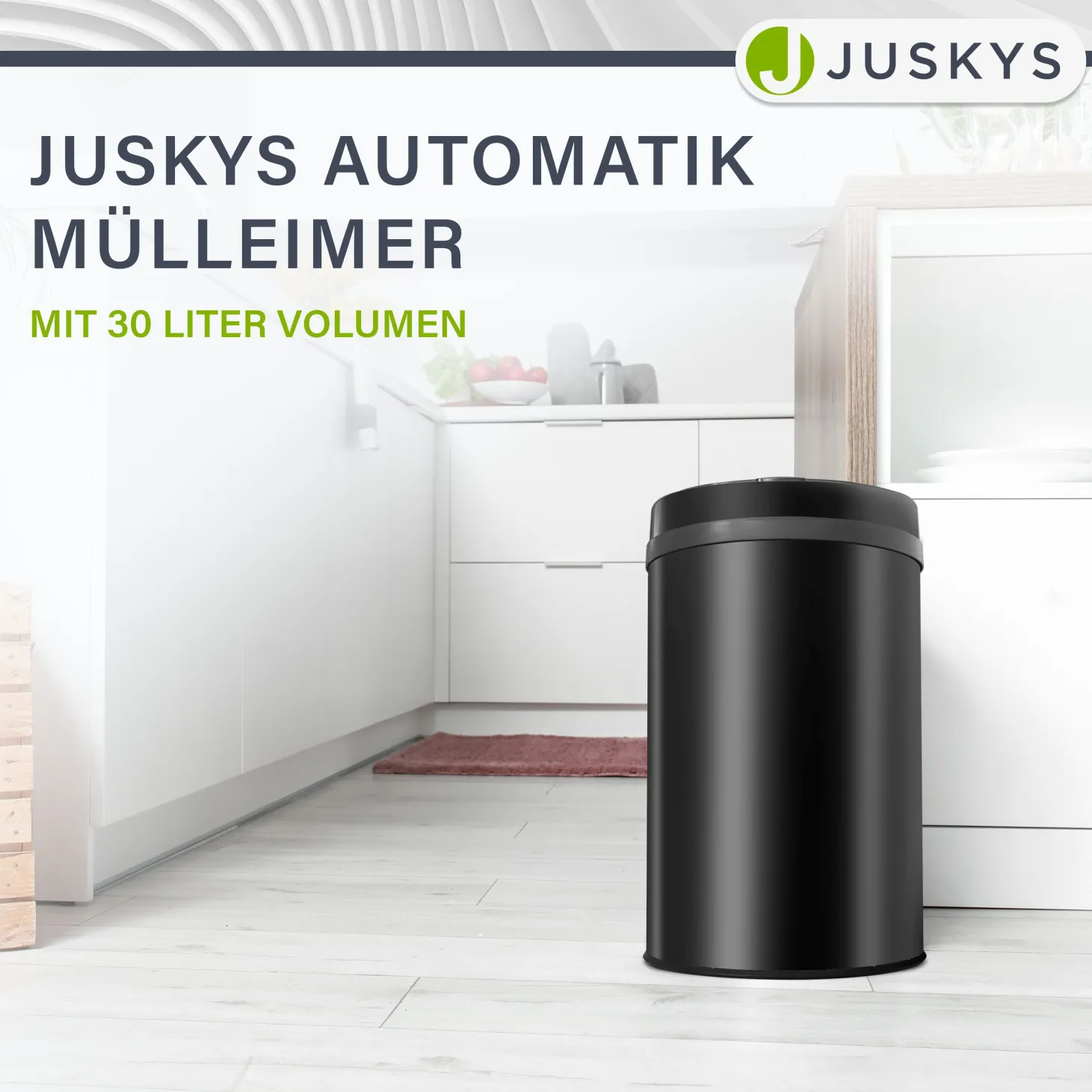 Runder Mülleimer mit Sensor Automatischer Abfalleimer für kontaktloses Entsorgen von Müll