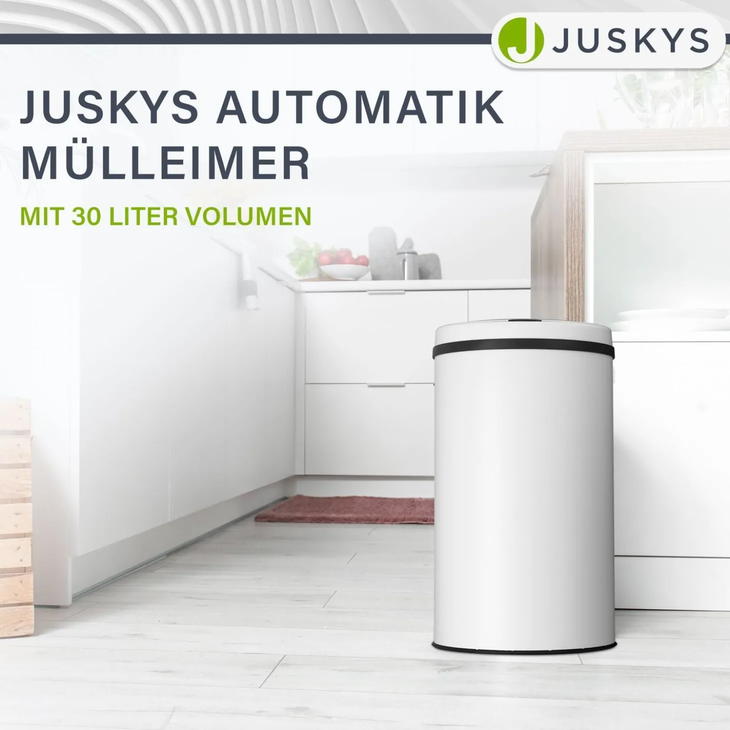 Runder Mülleimer mit Sensor Automatischer Abfalleimer für kontaktloses Entsorgen von Müll