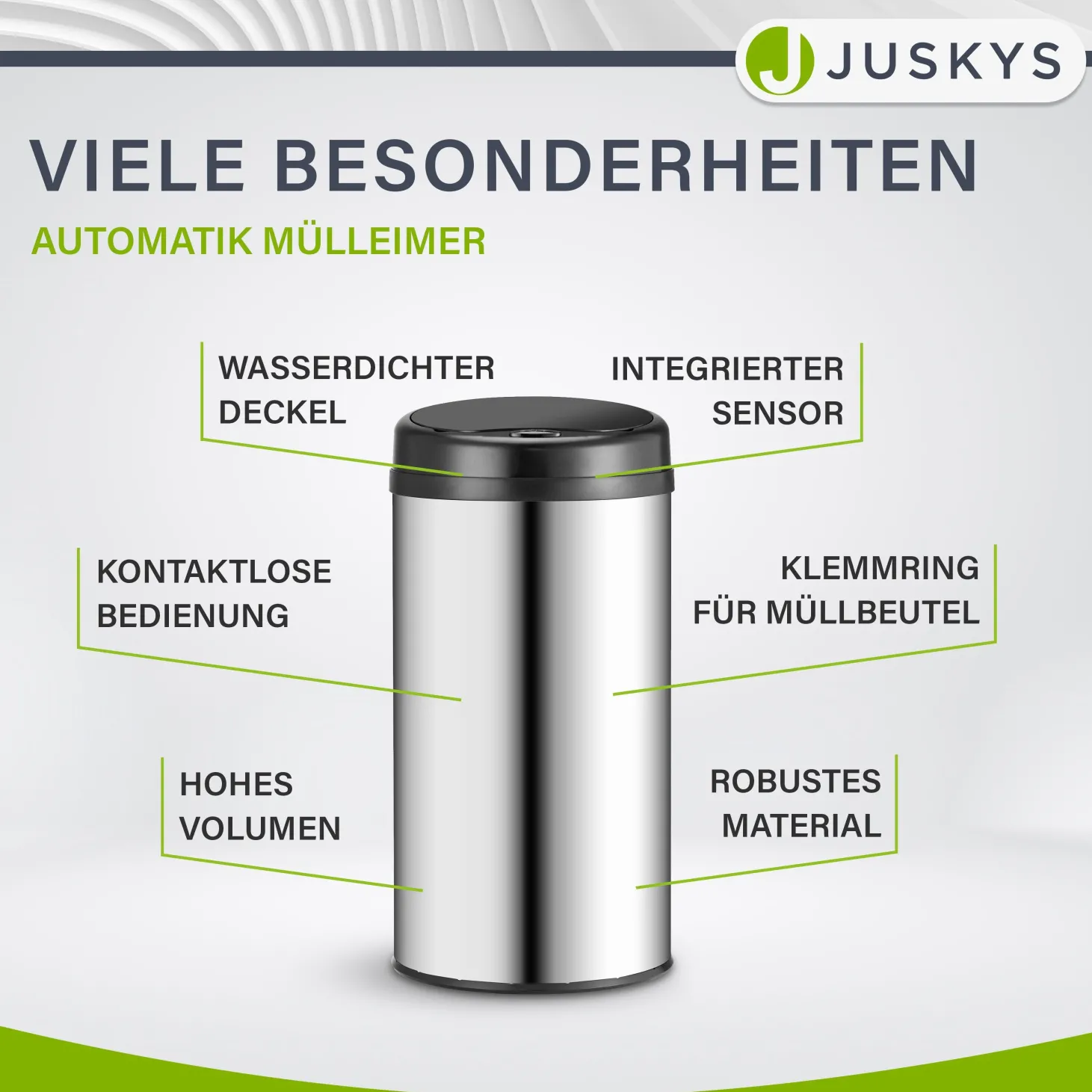 Runder Mülleimer mit Sensor Automatischer Abfalleimer für kontaktloses Entsorgen von Müll