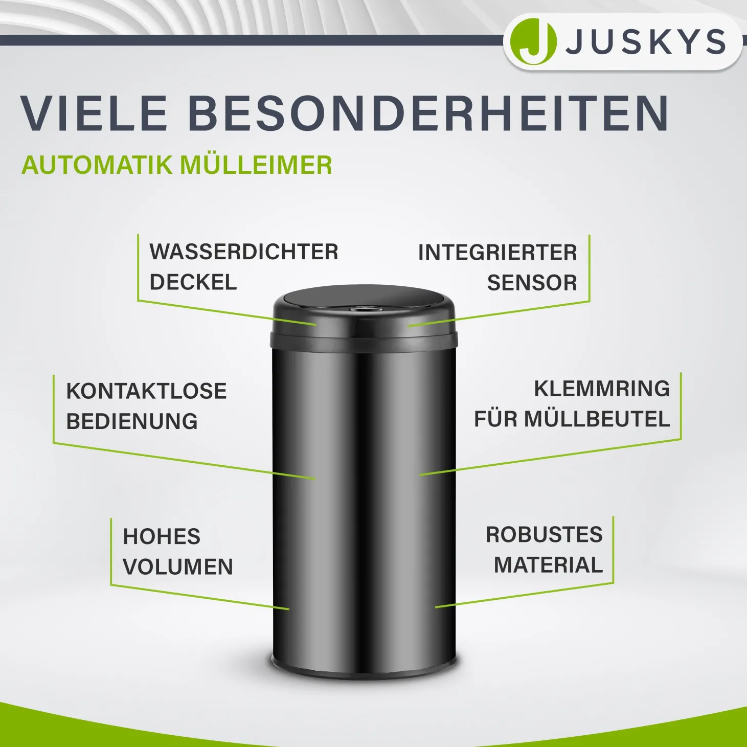 Runder Mülleimer mit Sensor Automatischer Abfalleimer für kontaktloses Entsorgen von Müll