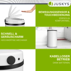 Runder Mülleimer mit Sensor Automatischer Abfalleimer für kontaktloses Entsorgen von Müll