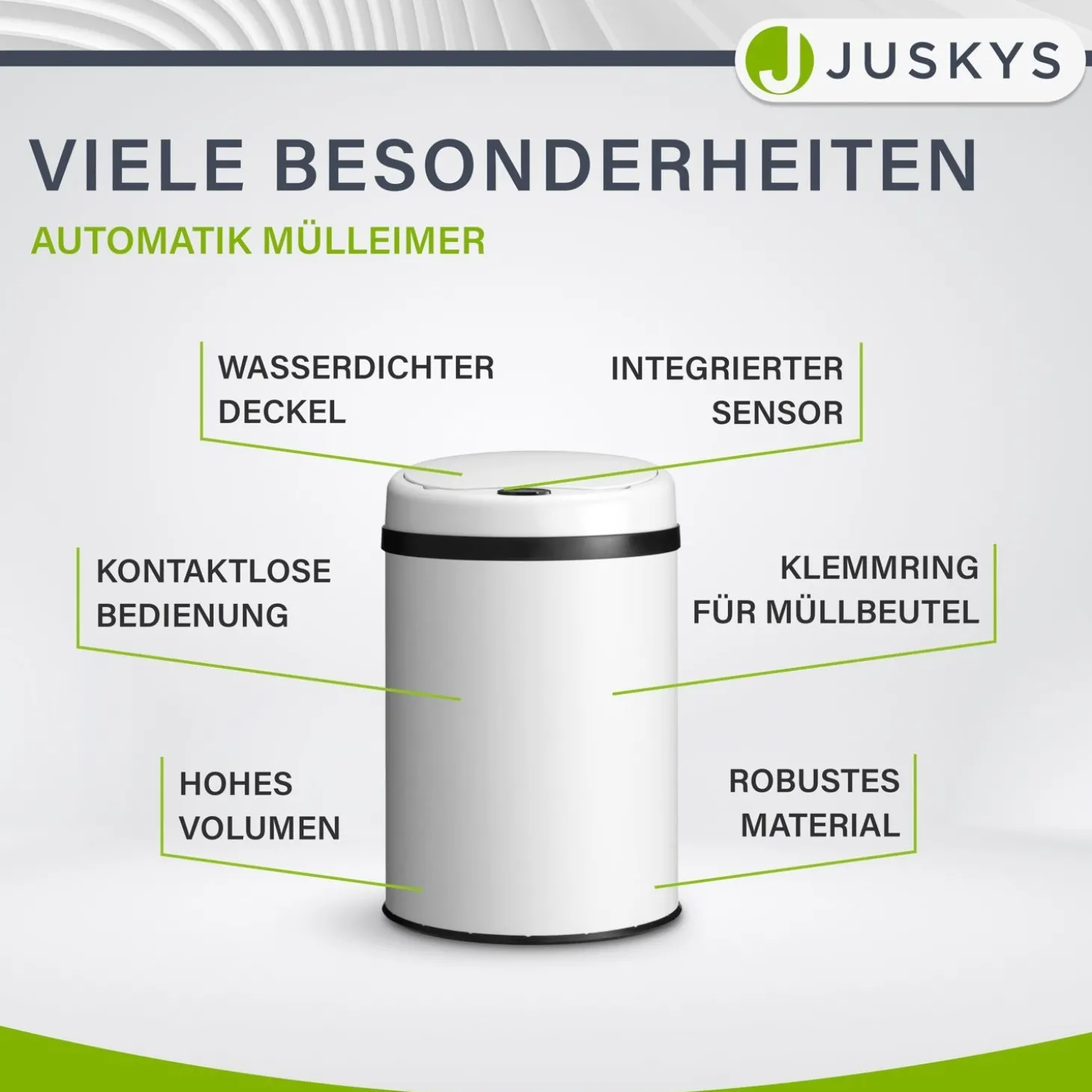 Runder Mülleimer mit Sensor Automatischer Abfalleimer für kontaktloses Entsorgen von Müll