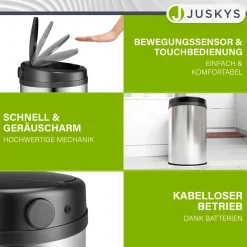 Runder Mülleimer mit Sensor Automatischer Abfalleimer für kontaktloses Entsorgen von Müll