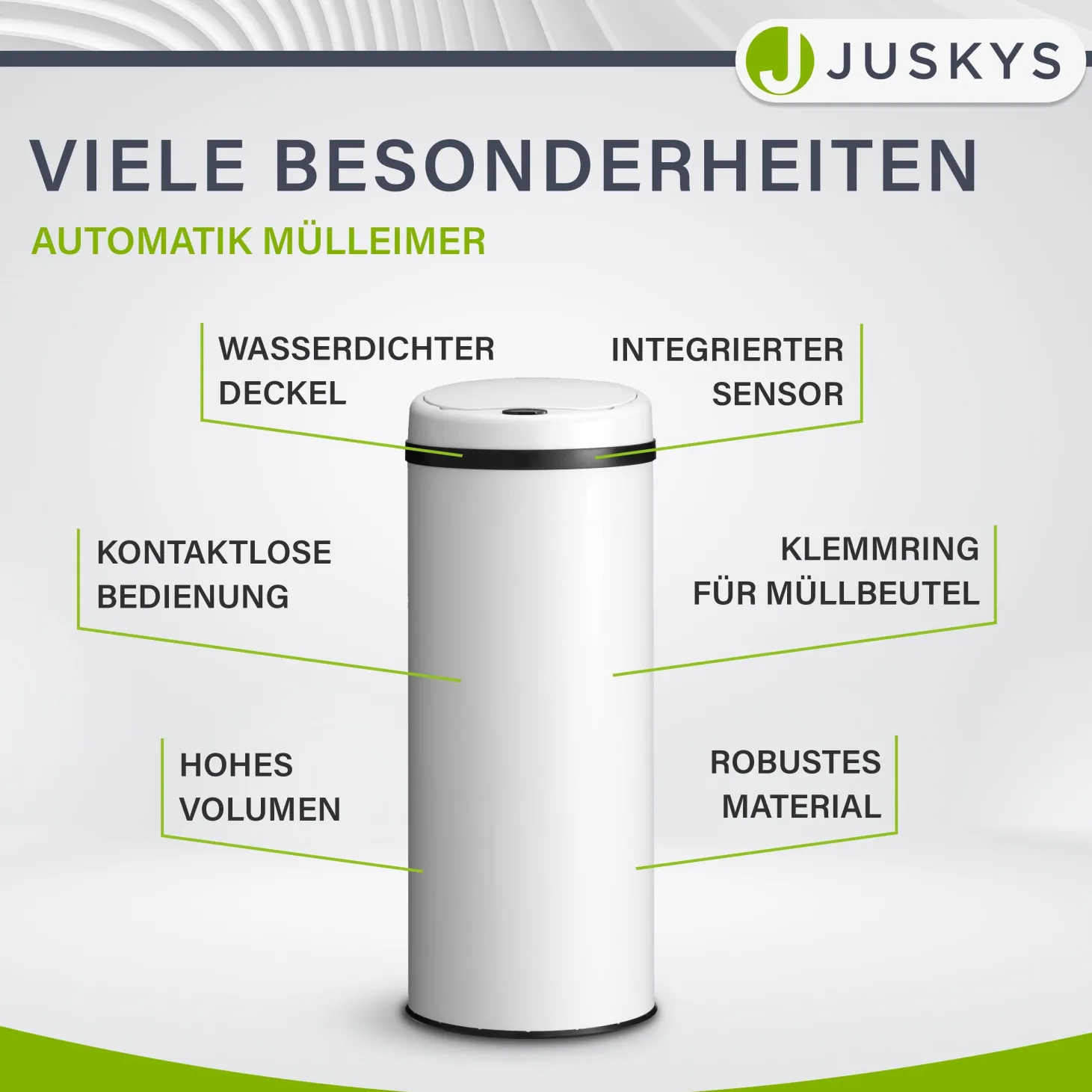 Runder Mülleimer mit Sensor Automatischer Abfalleimer für kontaktloses Entsorgen von Müll