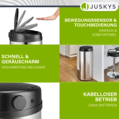 Runder Mülleimer mit Sensor Automatischer Abfalleimer für kontaktloses Entsorgen von Müll