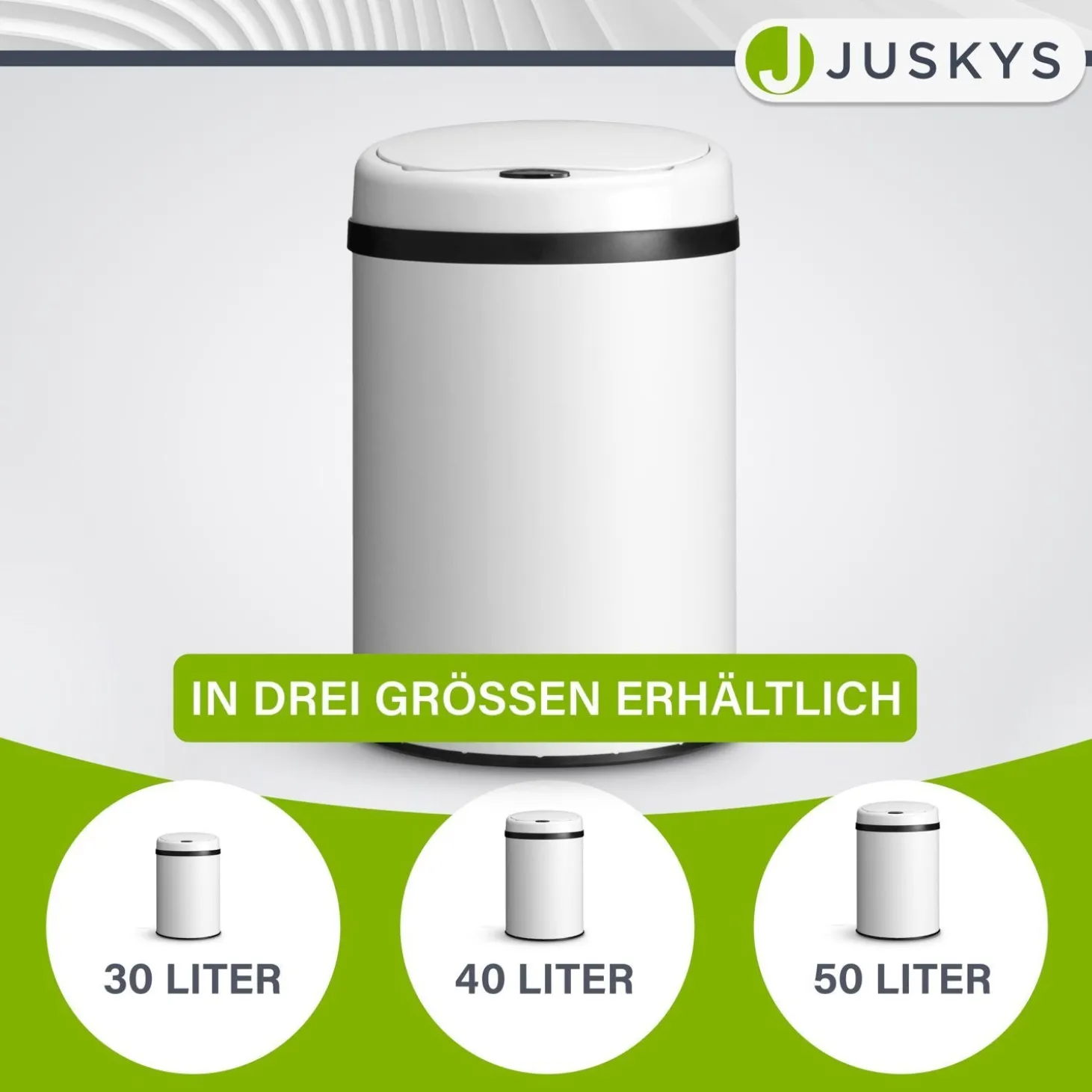 Runder Mülleimer mit Sensor Automatischer Abfalleimer für kontaktloses Entsorgen von Müll
