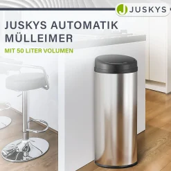 Runder Mülleimer mit Sensor Automatischer Abfalleimer für kontaktloses Entsorgen von Müll