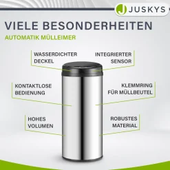 Runder Mülleimer mit Sensor Automatischer Abfalleimer für kontaktloses Entsorgen von Müll