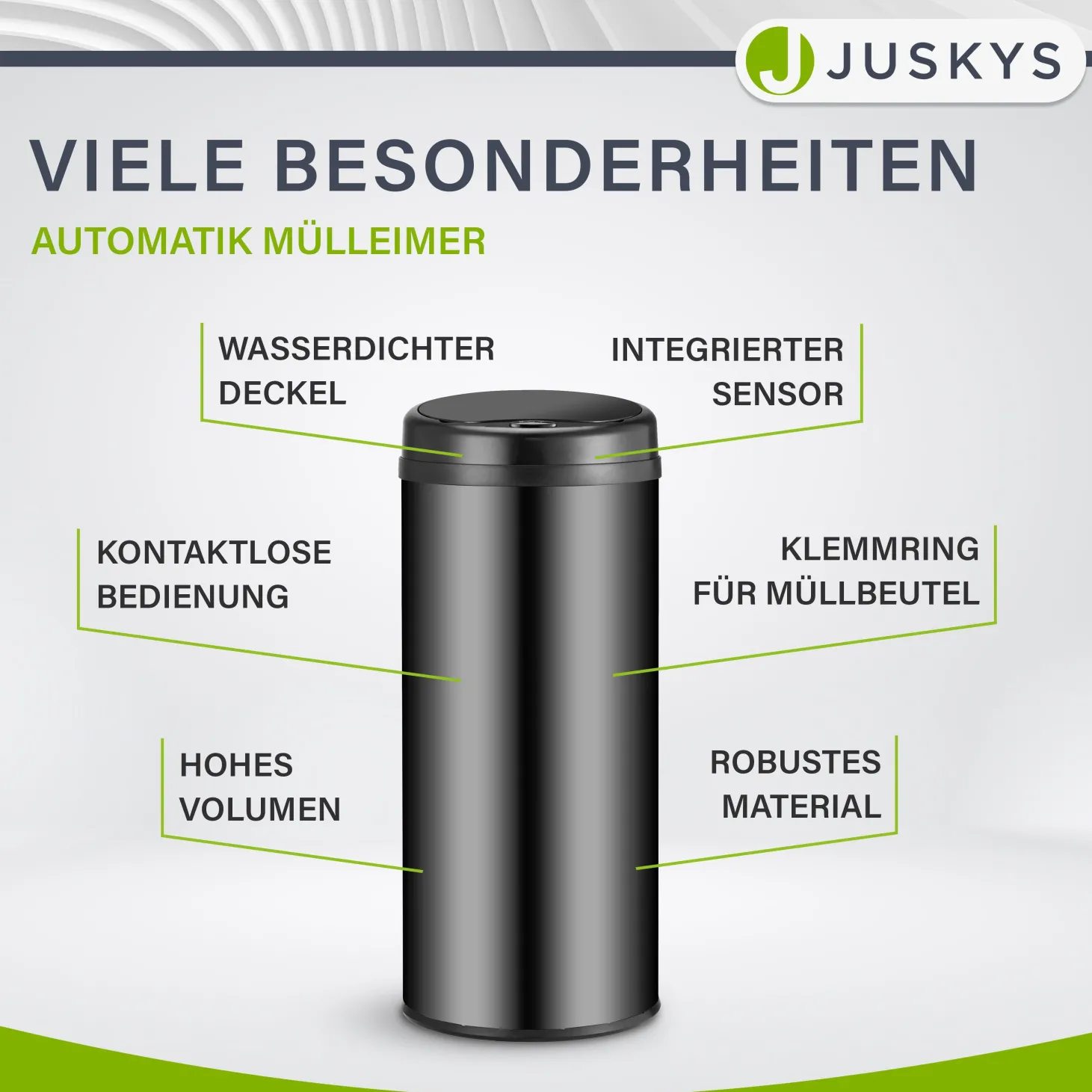 Runder Mülleimer mit Sensor Automatischer Abfalleimer für kontaktloses Entsorgen von Müll