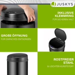 Runder Mülleimer mit Sensor Automatischer Abfalleimer für kontaktloses Entsorgen von Müll