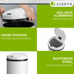 Runder Mülleimer mit Sensor Automatischer Abfalleimer für kontaktloses Entsorgen von Müll