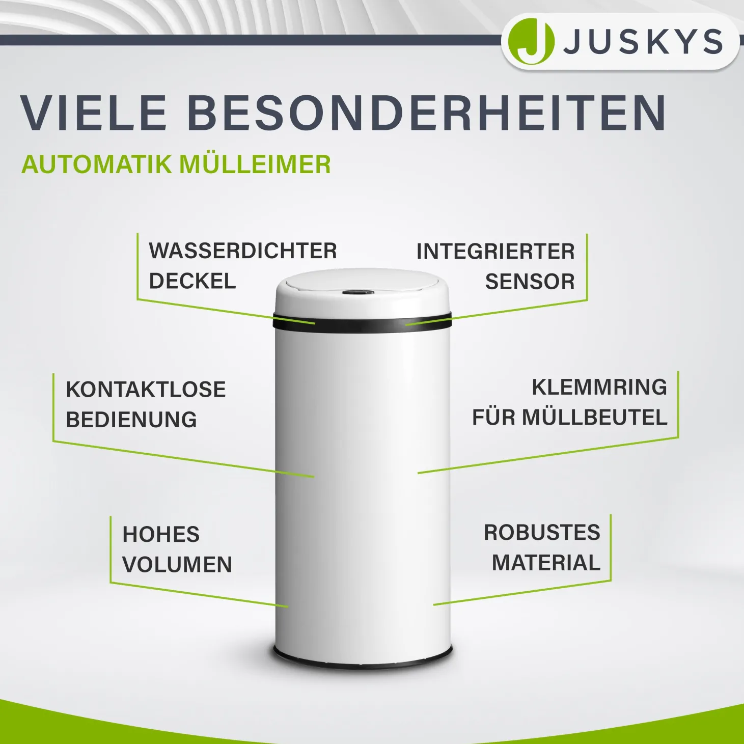 Runder Mülleimer mit Sensor Automatischer Abfalleimer für kontaktloses Entsorgen von Müll