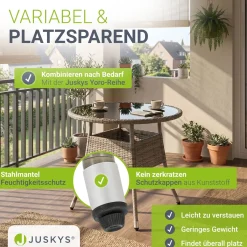 Runder Polyrattan Gartentisch Yoro Wetterfester Tisch mit Glasplatte