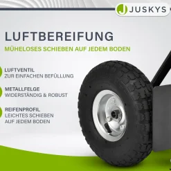 Sackkarre Basic in schwarz mit roten Griffen klappbar mit großen Lufträdern und Griffen mit Handschutzbügel