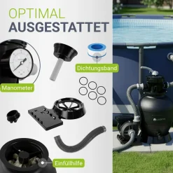 Sandfilteranlage für Pools bis 47m³ Sandfilterpumpe mit Filterbällen für klares Wasser