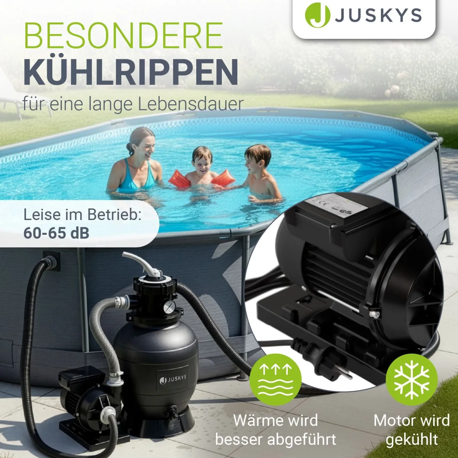 Sandfilteranlage für Pools bis 47m³ Sandfilterpumpe mit Filterbällen für klares Wasser