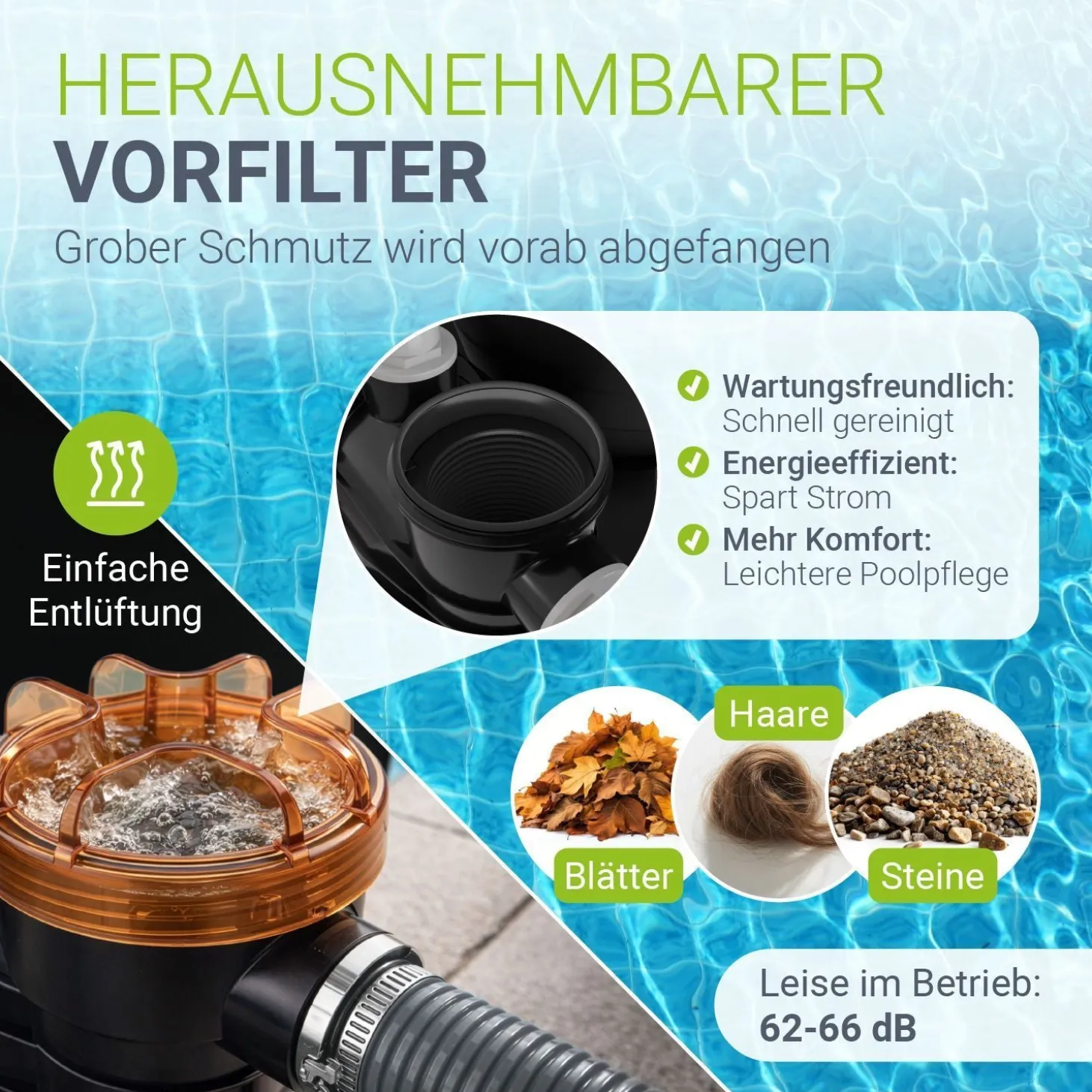 Sandfilteranlage für Pools bis 47m³ Sandfilterpumpe mit Filterbällen für klares Wasser