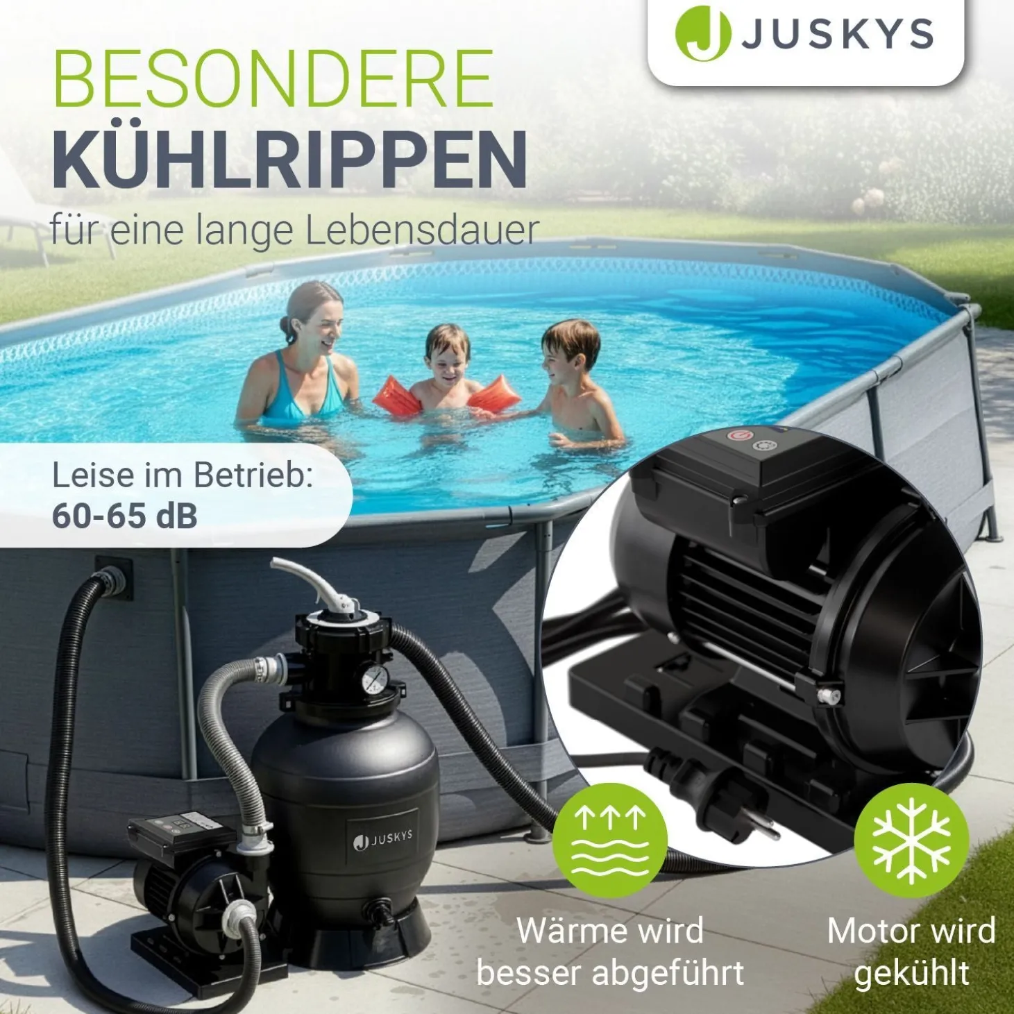 Sandfilteranlage für Pools bis 47m³ Sandfilterpumpe mit Filterbällen für klares Wasser