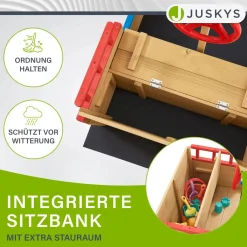 Sandkasten Käpt’n Pit - Piratenschiff Boot aus Holz Sandkiste in verspieltem Piraten Design mit Dach & Bodenplane