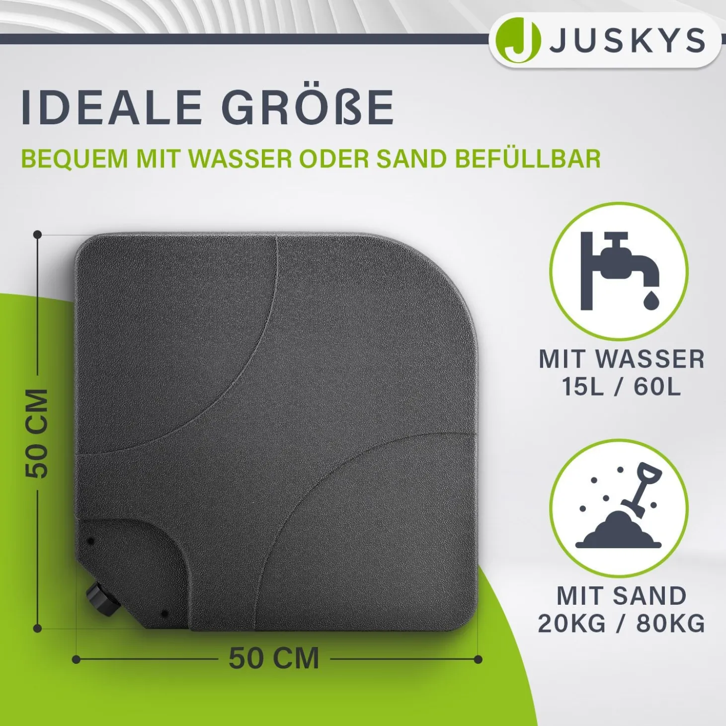 Schirmgewicht 4er Set Quad Gewicht aus HDPE befüllbar bis 80 kg