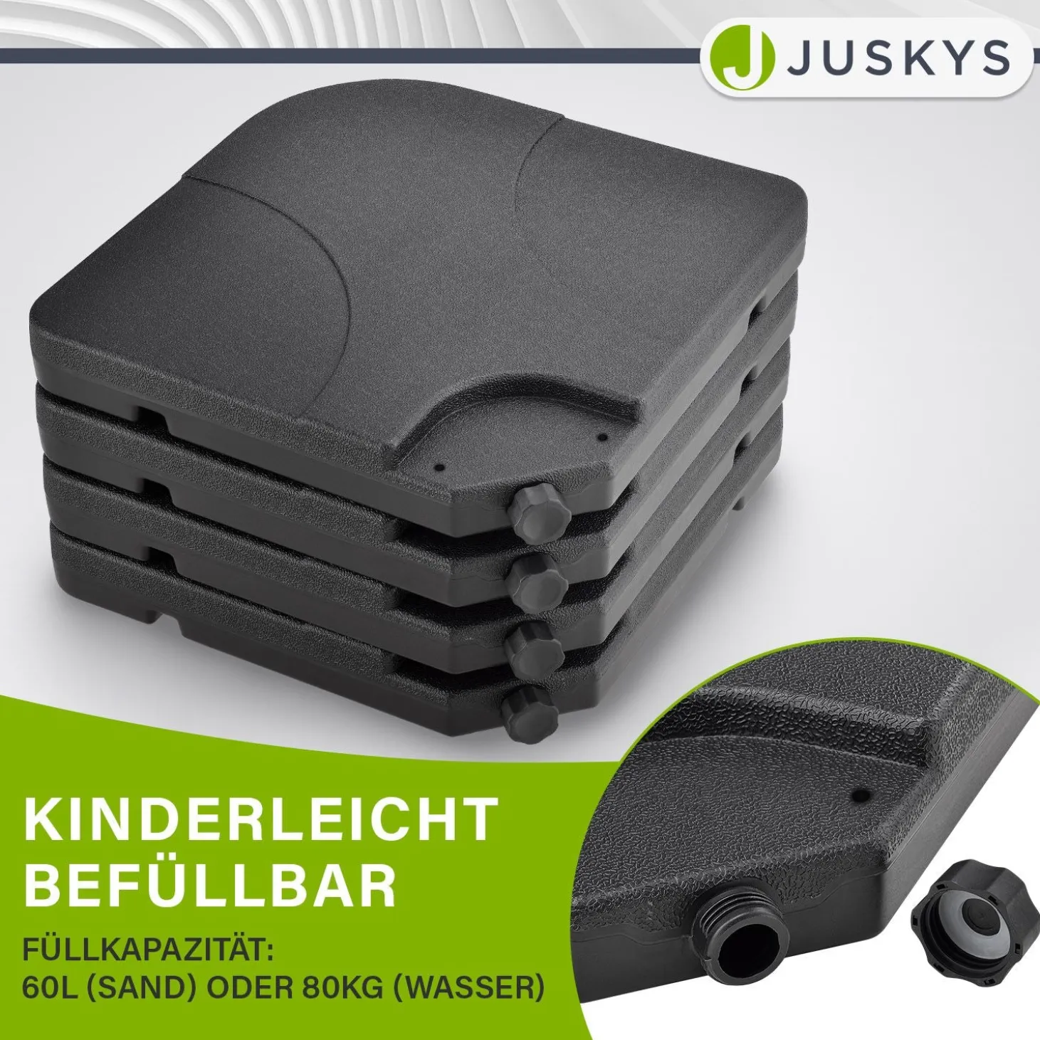 Schirmgewicht 4er Set Quad Gewicht aus HDPE befüllbar bis 80 kg