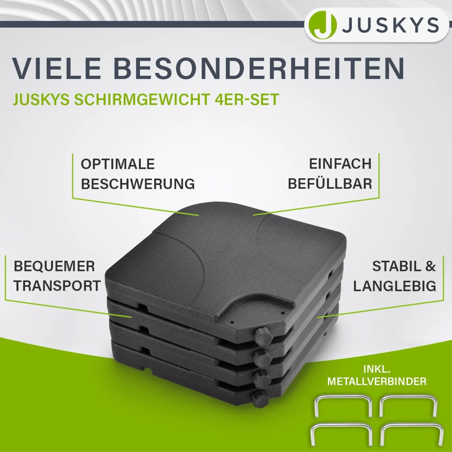 Schirmgewicht 4er Set Quad Gewicht aus HDPE befüllbar bis 80 kg
