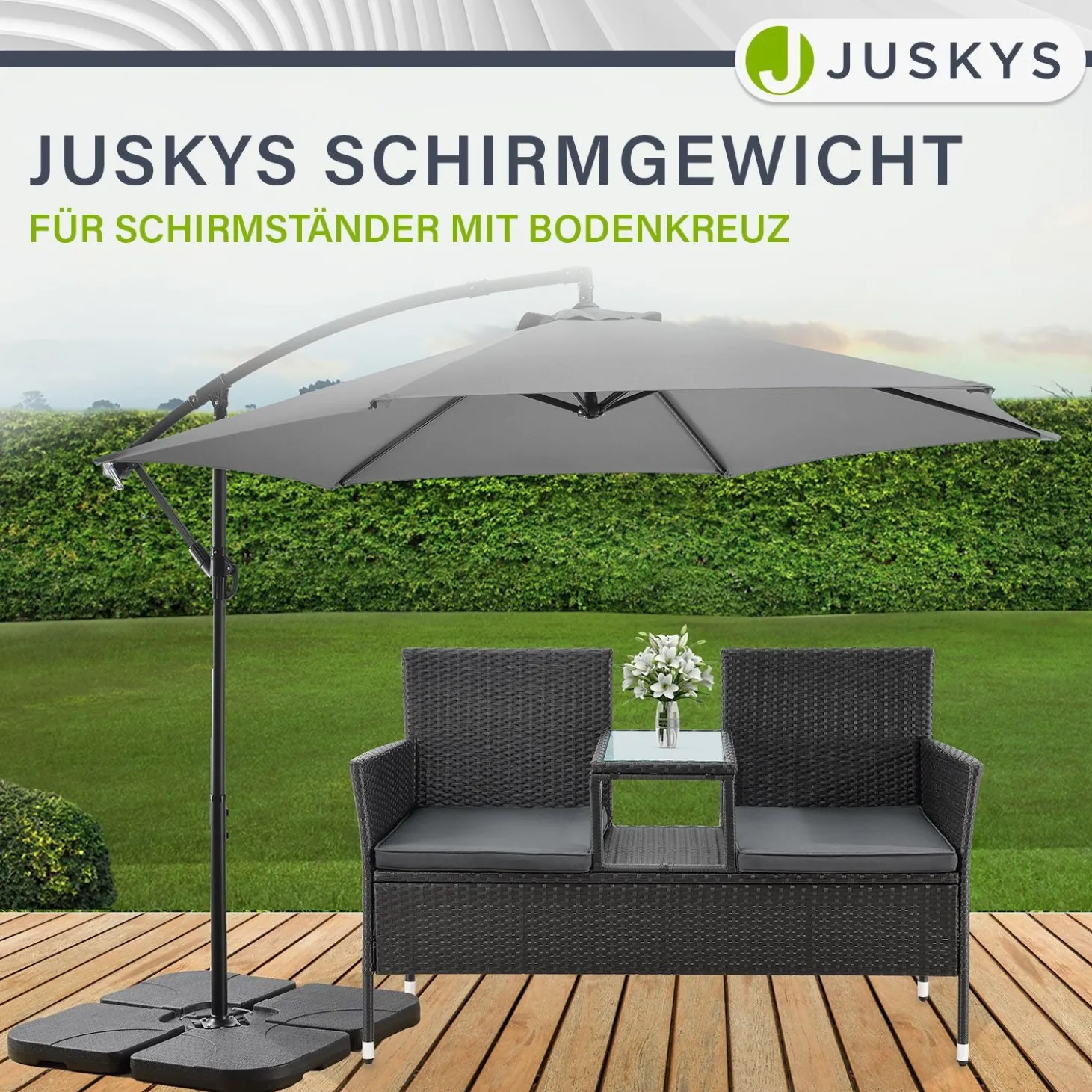 Schirmgewicht 4er Set Quad Gewicht aus HDPE befüllbar bis 80 kg