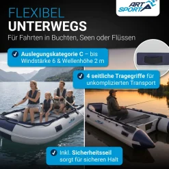 Schlauchboot 3,20 m Paddelboot für 4 Personen - inkl. Paddel, Luftpumpe und mehr