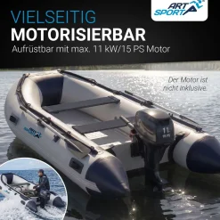 Schlauchboot 3,20 m Paddelboot für 4 Personen - inkl. Paddel, Luftpumpe und mehr