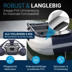 Schlauchboot 3,20 m Paddelboot für 4 Personen - inkl. Paddel, Luftpumpe und mehr