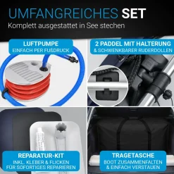 Schlauchboot 3,20 m Paddelboot für 4 Personen - inkl. Paddel, Luftpumpe und mehr