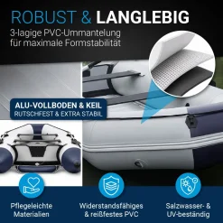 Schlauchboot 3,80 m Paddelboot für 6 Personen - inkl. Paddel, Luftpumpe und mehr