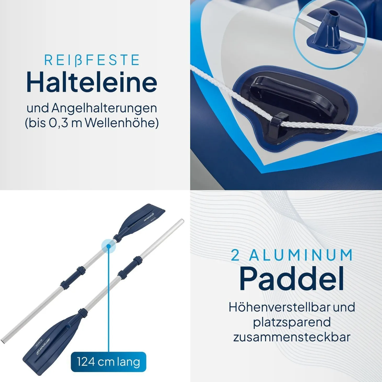 Schlauchboot Paddelboot mit zwei Sitzbänken - 3,22 m Ruderboot 3,22 m Set mit Luftpumpe, Paddel, Tasche & Reparaturset