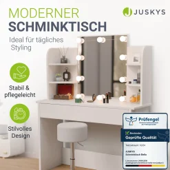 Schminktisch Bella mit LED Beleuchtung Frisiertisch mit Spiegel und viel Stauraum