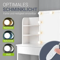 Schminktisch Bella mit LED Beleuchtung Frisiertisch mit Spiegel und viel Stauraum