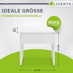 Schminktisch Hocker Melly Mit Sitzkissen für ein angenehmes Beauty-Styling