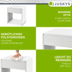 Schminktisch Hocker Melly Mit Sitzkissen für ein angenehmes Beauty-Styling