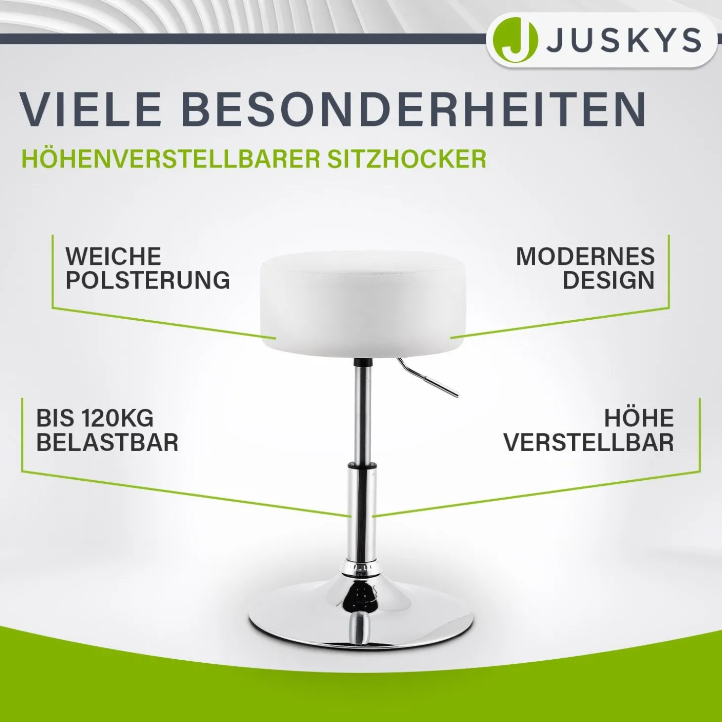 Schminktisch Hocker Tonia Mit Höhenverstellung für individuelle Sitzhöhe