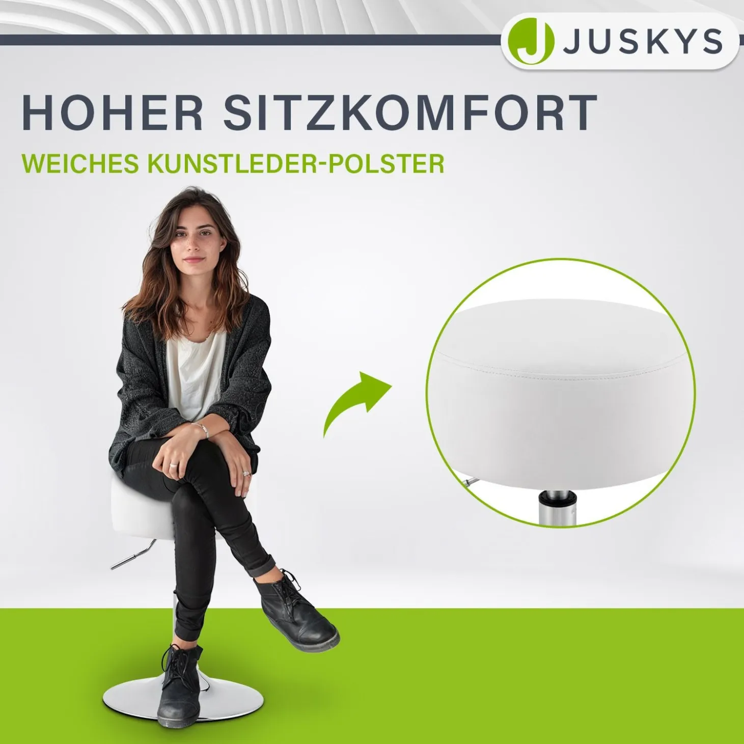 Schminktisch Hocker Tonia Mit Höhenverstellung für individuelle Sitzhöhe